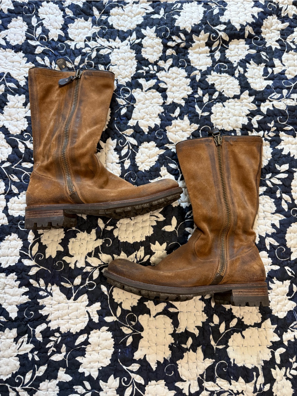 N.D.C Womens brown suede  Zip Mid-Calf Boots 38